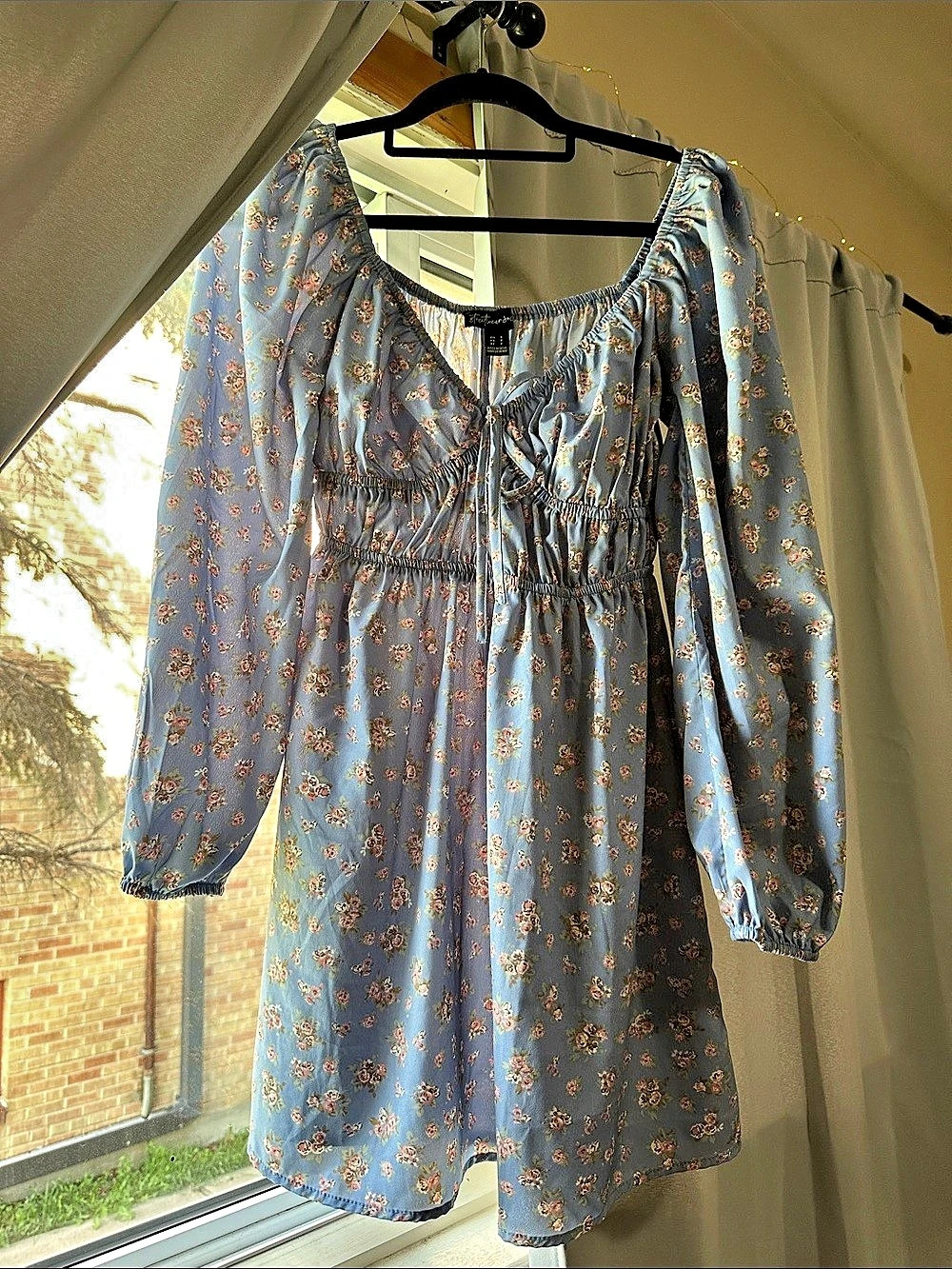 Free Wear Society Floral Mini Dress in Blue Size Small Like New
